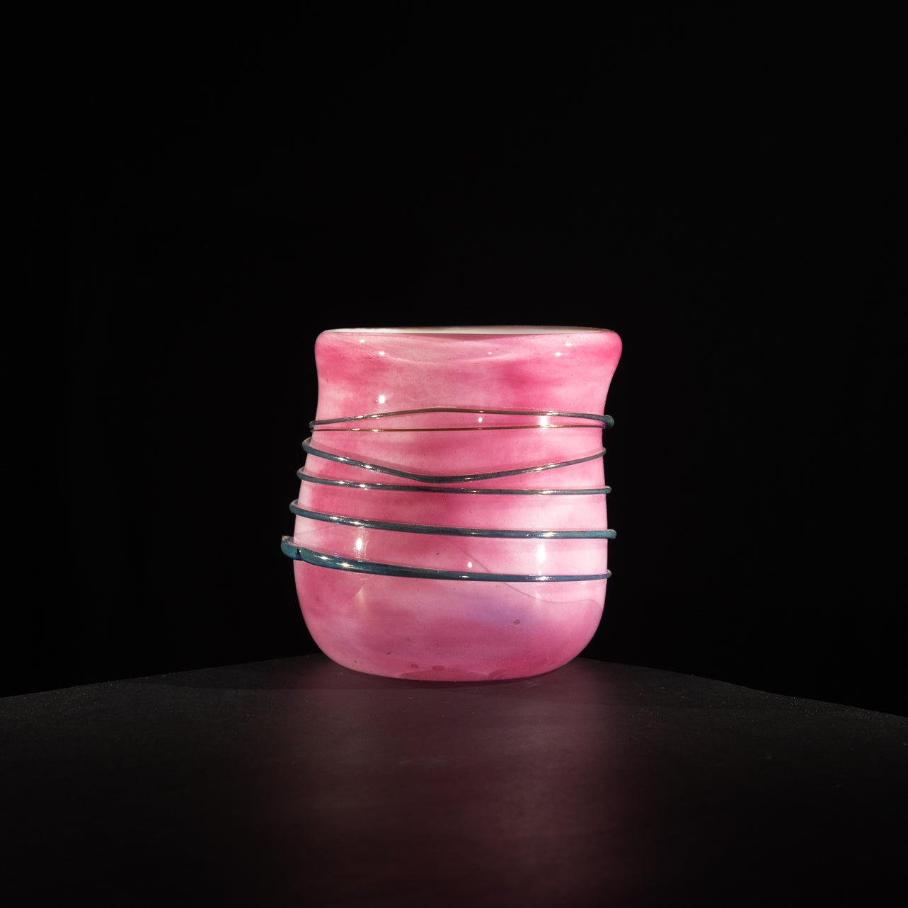 Silver-Strung Pink Pot Vase
